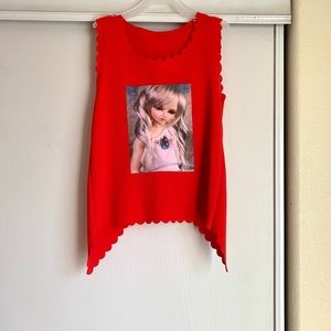 Bright anime cute bow back top